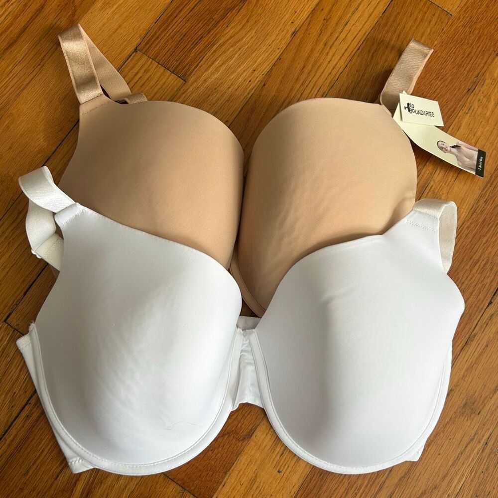 2 Bras No Boundaries 36DDD T-Shirt Bra White Tan